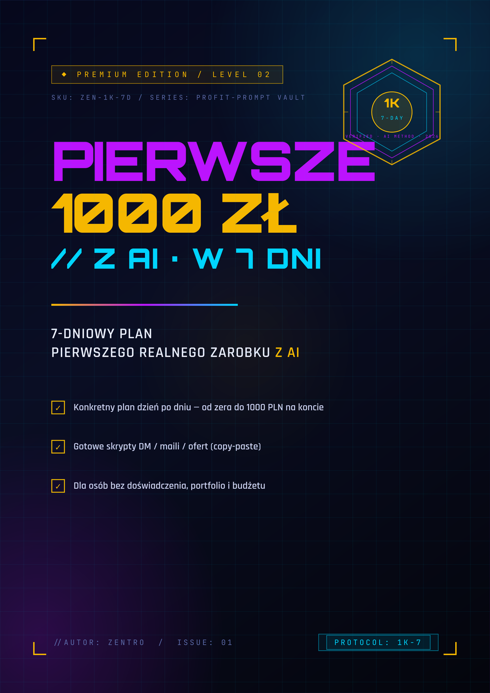 1K-7 Premium Edition — Zarób pierwsze 1000 zł online w 7 dni